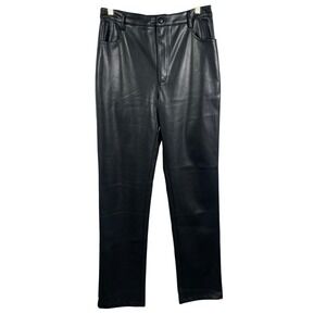 Nasty Gal Collection Faux Leather Pants Women's 8‎ Black High Rise Straight Leg